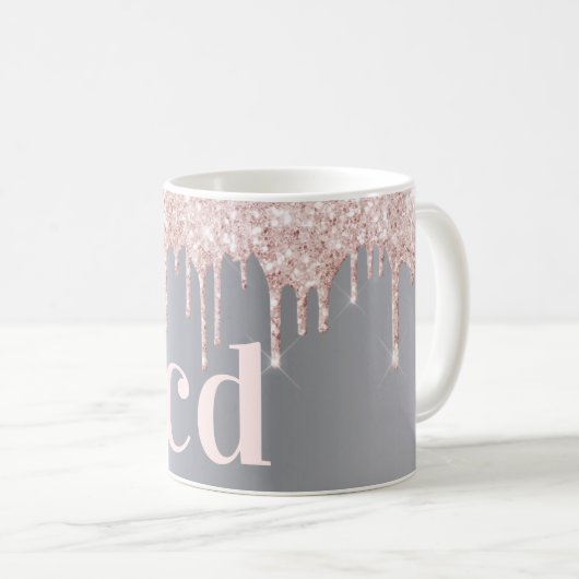 Mug Parties scintillant en or rose argent gouttes mon (Devant droit)
