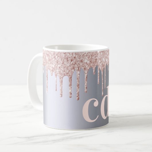 Mug Parties scintillant en or rose argent  gouttes mon (Devant gauche)