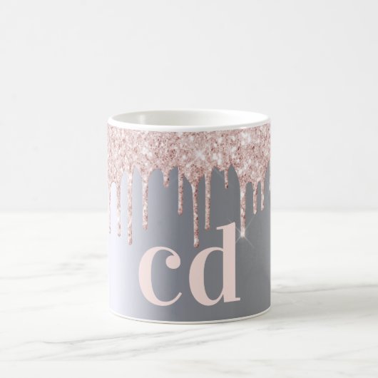 Mug Parties scintillant en or rose argent  gouttes mon (Centre)