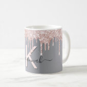 Mug Parties scintillant en or rose argenté  monogramme (Devant droit)