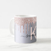 Mug Parties scintillant en or rose argenté  monogramme (Devant gauche)