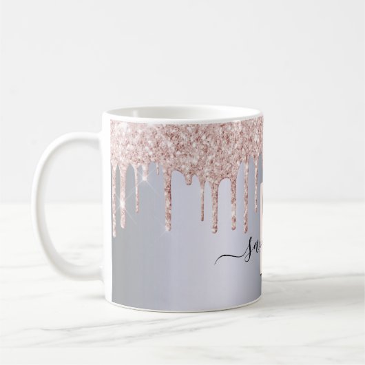 Mug Parties scintillant en or rose argenté  monogramme (Gauche)