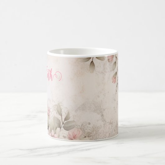 Mug parties scintillant en or rose, feuille rose, emba (Centre)