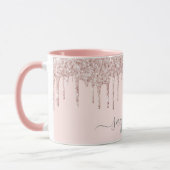 Mug parties scintillant en or rose monogramme brun élé (Gauche)