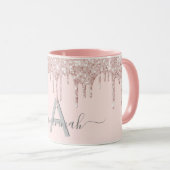 Mug parties scintillant en or rose monogramme brun élé (Devant droit)