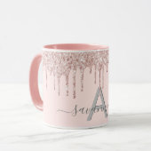 Mug parties scintillant en or rose monogramme brun élé (Devant gauche)