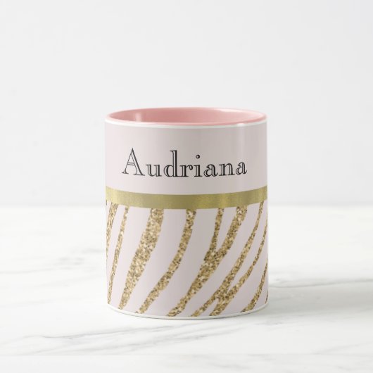 Mug Parties scintillant en or rose pâle Zebra (Centre)