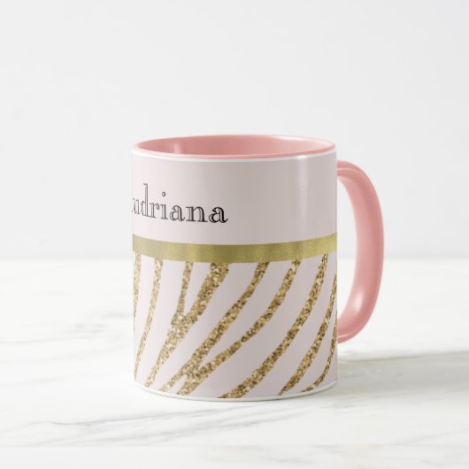 Mug Parties scintillant en or rose pâle Zebra (Devant droit)