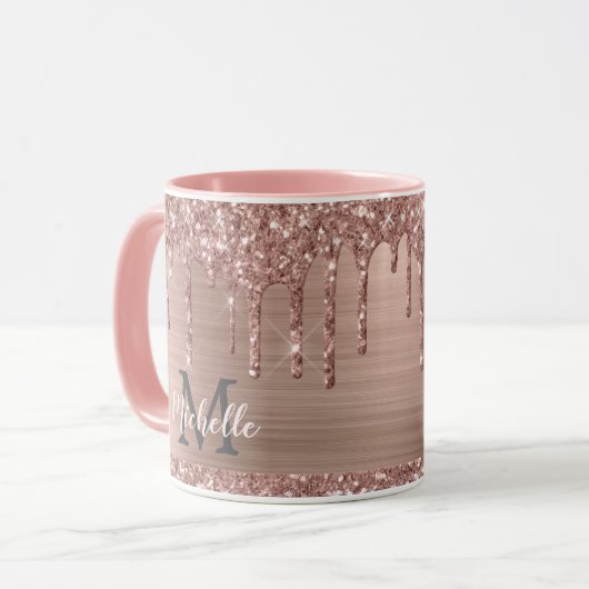 Mug Parties scintillant en or rose vierge Vernis Monog (Devant gauche)