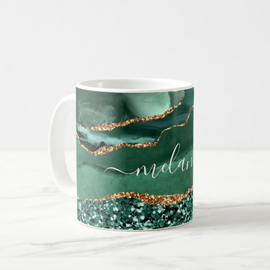 Mug Parties scintillant en or vert Emerald Nom personn (Devant gauche)
