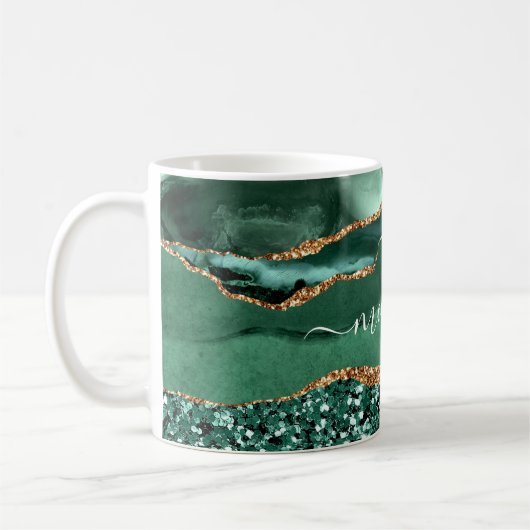 Mug Parties scintillant en or vert Emerald Nom personn (Gauche)
