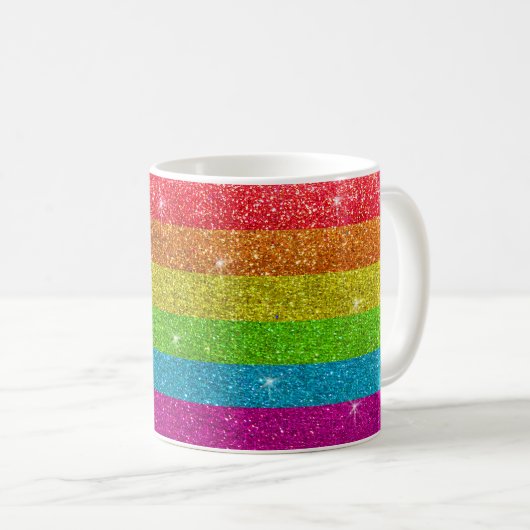 Mug Parties scintillant gay pride Rainbow Stripes LGBT (Devant droit)