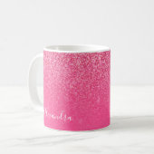 Mug Parties scintillant Girly Sparkly Rose rose Nom du (Devant gauche)