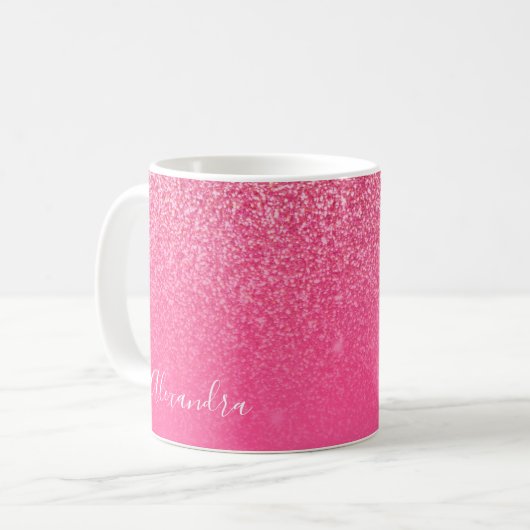 Mug Parties scintillant Girly Sparkly Rose rose Nom du (Devant gauche)