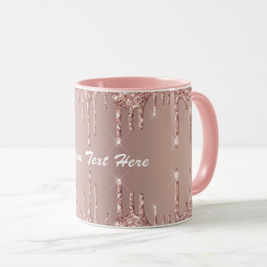 Mug Parties scintillant Gold Blush rose Votre nom de t (Devant droit)