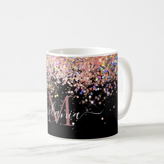 Mug Parties scintillant holographique fillette et mono (Devant droit)