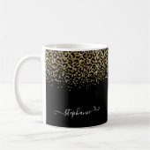Mug Parties scintillant léopard or Monogramme noir (Gauche)
