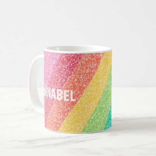 Mug Parties scintillant mignonne Arc-en-ciel rayures c (Devant gauche)