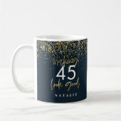 Mug Parties scintillant moderne bleu et or 45h anniver (Gauche)
