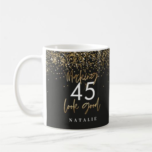 Mug Parties scintillant moderne noir et or café 45h an (Gauche)