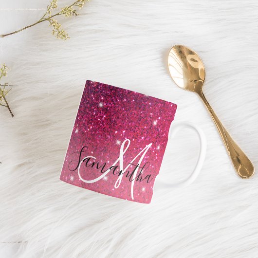 Mug Parties scintillant moderne rouge et rose Nom des 
