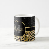 Mug Parties scintillant Noir & Or Glam Leopard Spots & (Devant droit)
