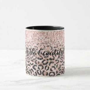 Mug Parties scintillant noire Empreinte de léopard ro