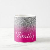 Mug Parties scintillant Ombre Faux argent chaud rose c (Centre)
