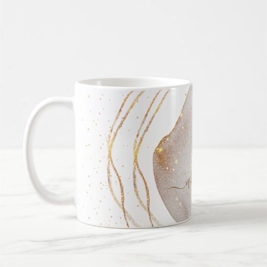 Mug Parties scintillant or blanc moderne Monogramme No (Gauche)