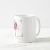 Mug Parties scintillant or E Monogramme Floral Bourgog (Devant droit)