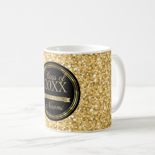 Mug Parties scintillant Or Et Cercle Or Noir (Devant droit)