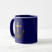 Mug Parties scintillant or faux brillant Ancre bleu ma (Devant gauche)