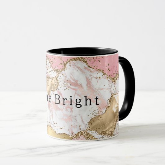 Mug Parties scintillant or Marbre blanc rose (Devant droit)