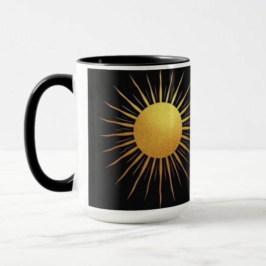 Mug Parties scintillant or texture soleil sur noir (Gauche)