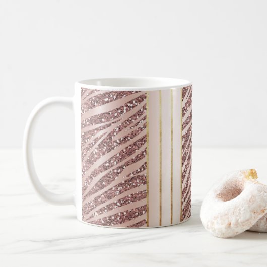 Mug Parties scintillant Pink Zebra Poster de animal (Avec donut)