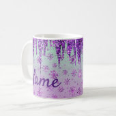Mug Parties scintillant Purple Snowflakes Design Coffe (Devant gauche)