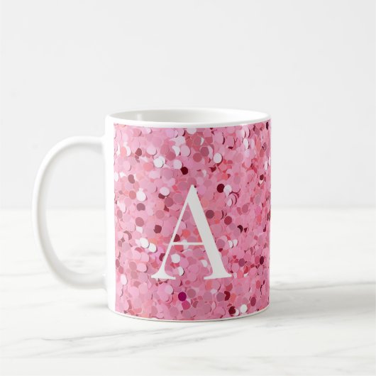 Mug Parties scintillant rose avec initiale (Gauche)