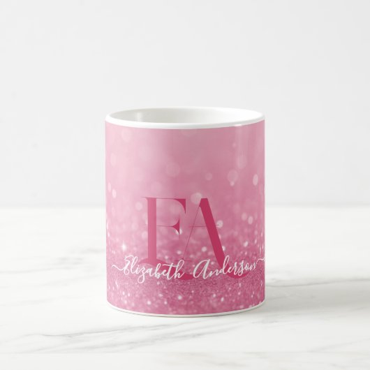 Mug Parties scintillant rose avec initiales person (Centre)