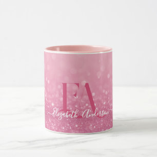 Mug Parties scintillant rose avec initiales person