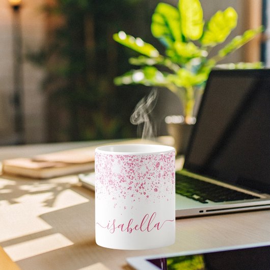 Mug Parties scintillant rose blanc nom de la poussière