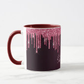 Mug Parties scintillant rose bordeaux gouttes de nom s (Gauche)