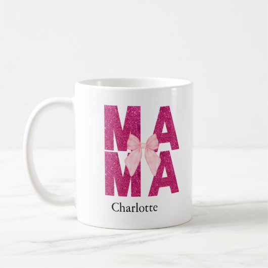 Mug Parties scintillant rose Bow MAMA Coquette Mère es (Gauche)