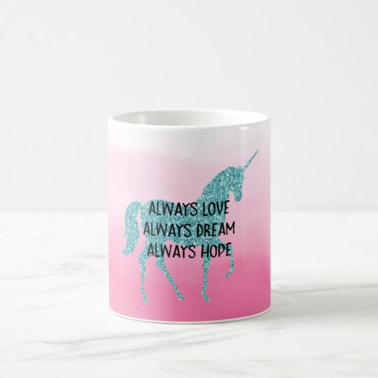 Mug Parties scintillant rose brillante Aqua Unicorn Dr (Centre)
