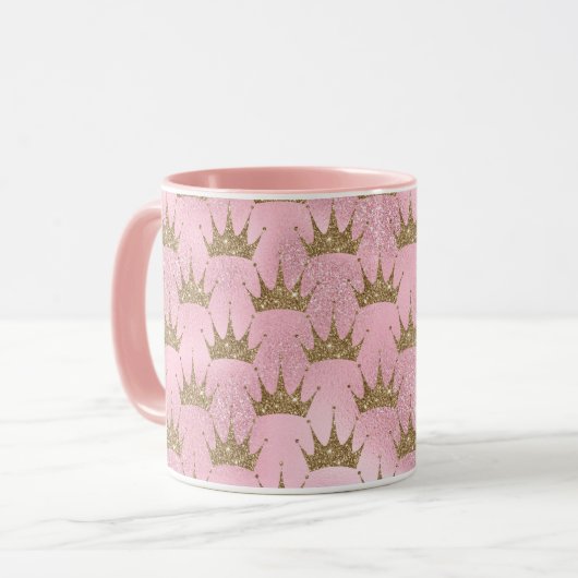 Mug Parties scintillant rose Couronne d'or (Devant gauche)