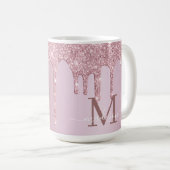 Mug Parties scintillant Rose d'or Luxe  Monogramme (Devant droit)