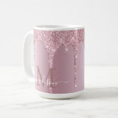 Mug Parties scintillant Rose d'or Luxe  Monogramme (Devant gauche)