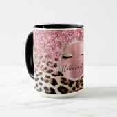 Mug Parties scintillant rose éclatante cils d'or léopa (Devant gauche)