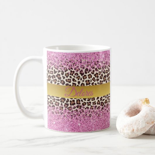 Mug Parties scintillant rose et Musique d'or (Avec donut)