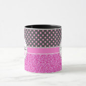 Mug Parties scintillant rose et Pois roses sur gris no (Centre)