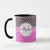 Mug Parties scintillant rose et Pois roses sur gris no (Gauche)